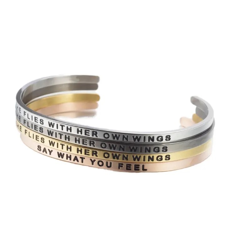 Customized carved metal cuff bracelet